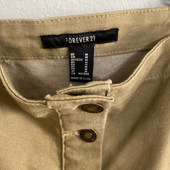 Forever 21 Fitted Khaki Jumper Dress Size Medium Front Buttons - Picture 2 of 6